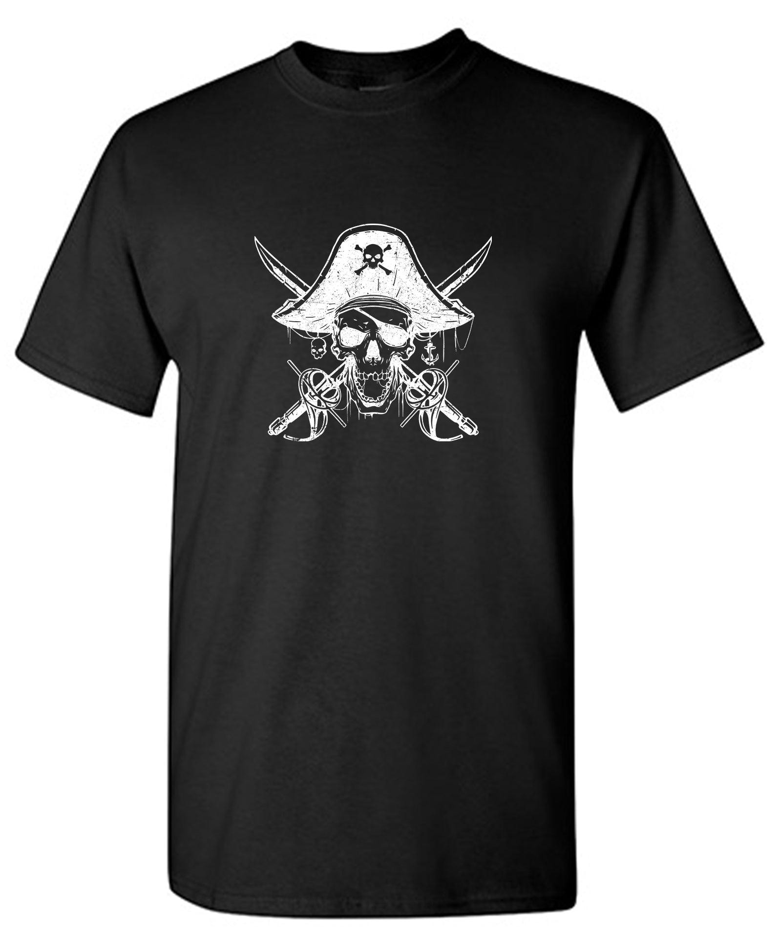 Skull Bones Pirate with Hat Mens T-Shirt