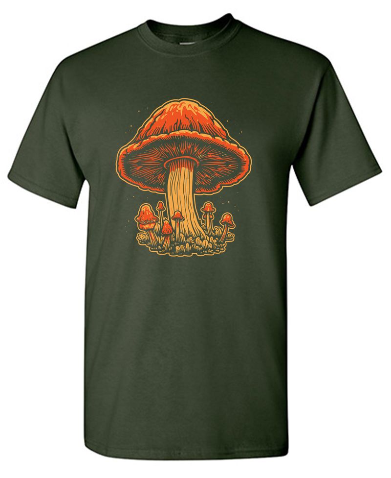 Orange Mushrooms Graphic T-Shirt