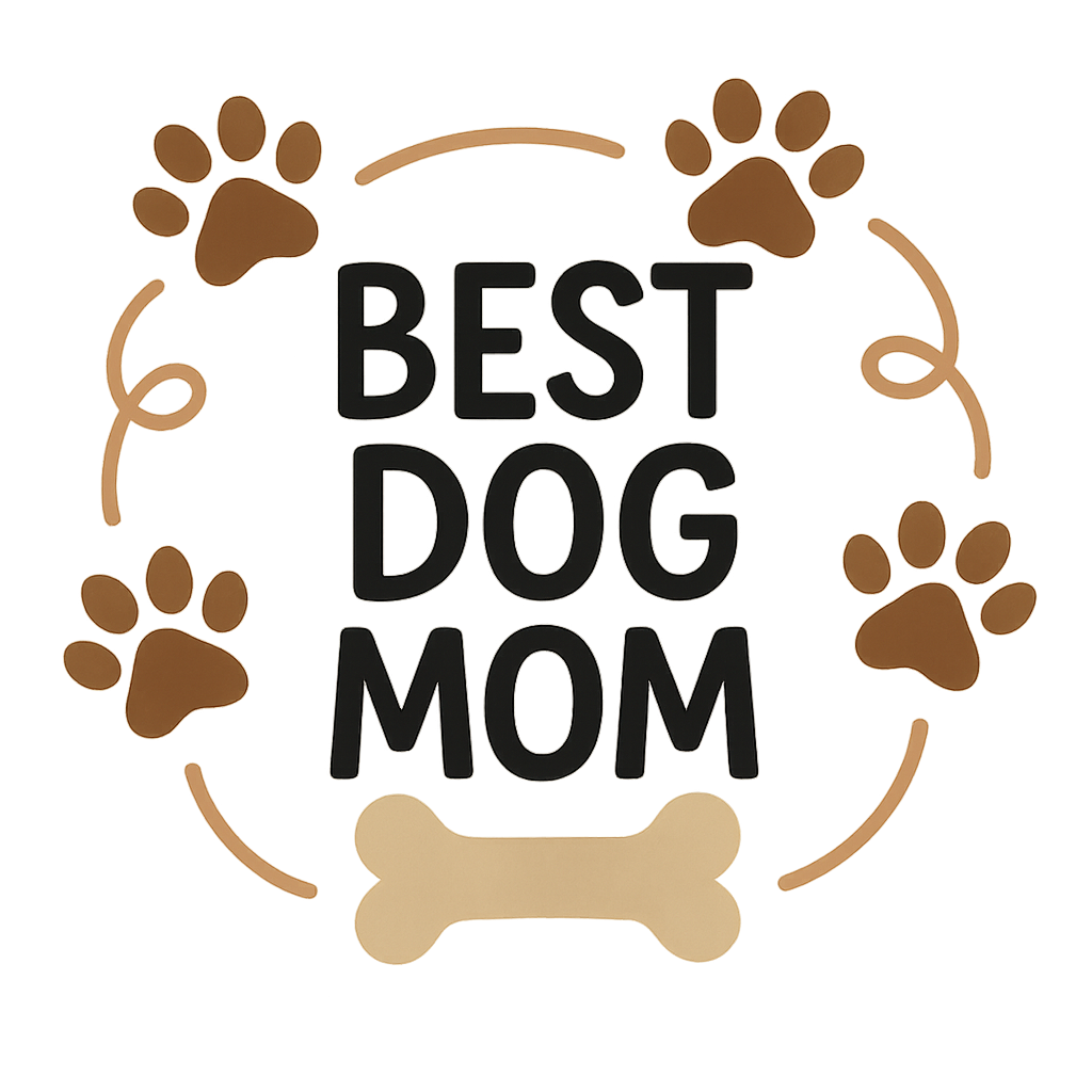 Best Dog Mom frame with paw prints and bone. Single isolated